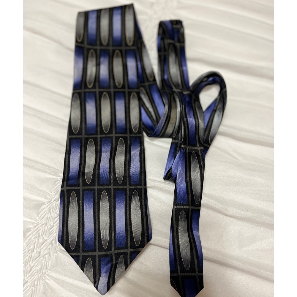 Fenzia black-blue-gray 100% imported silk tie